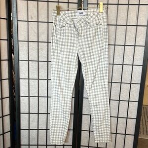 PAIGE Light Gray Checkered Skinny Jeans